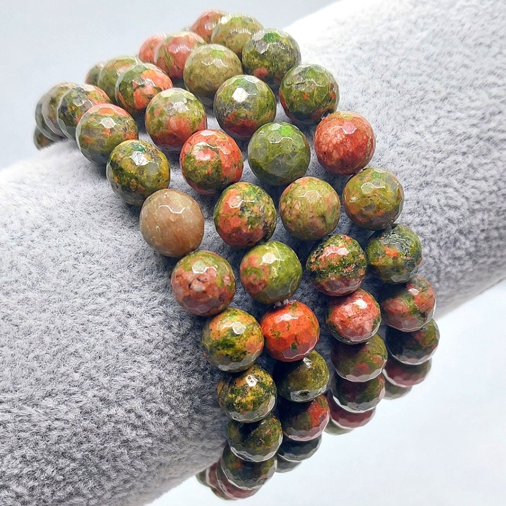 ☆8mm Unakite Faceted Bracelets